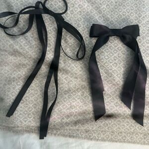 Black Satin Ribbon Bows (Set of 2)